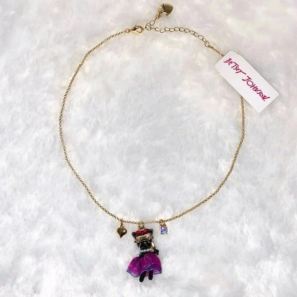 Betsey Johnson Party Animal Frenchie Pendant Charm Gold Necklace NIB - Picture 6 of 8